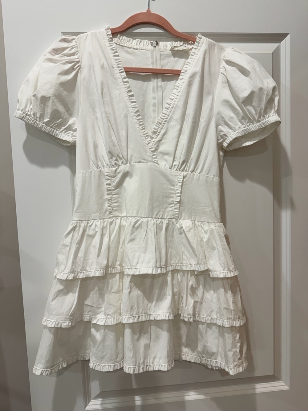 Women’s White Mini Dress with Puff Sleeves